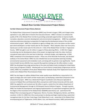 Wabash River Corridor Enhancement Project History