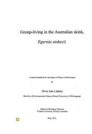 Group-Living in the Australian Skink, Egernia Stokesii