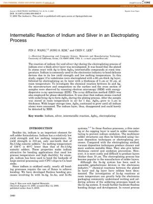 Intermetallic Reaction of Indium and Silver in an Electroplating Process