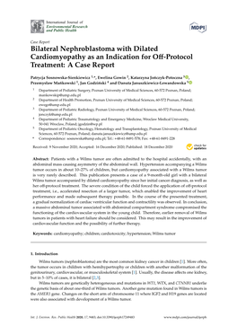 Bilateral Nephroblastoma with Dilated Cardiomyopathy As an Indication for Off-Protocol Treatment: a Case Report