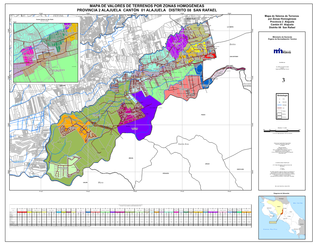 Mapa De Valores De Terrenos Por Zonas Homogéneas Provincia 2 Alajuela Cantón 01 Alajuela Distrito 08 San Rafael