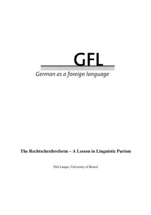 The Rechtschreibreform – a Lesson in Linguistic Purism