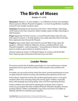 The Birth of Moses Exodus 1:1–2:10