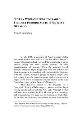 Feminist Periodicals in 1970S West Germany