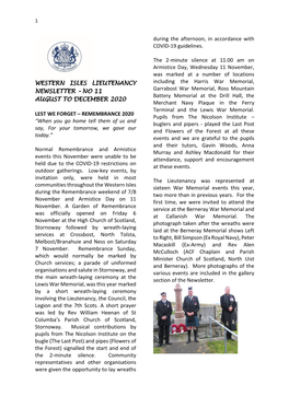 Western Isles Lieutenancy Newsletter – No 11 August