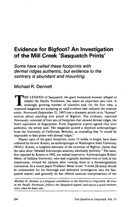 Evidence for Bigfoot? an Investigation of the Mill Creek 'Sasquatch Prints'