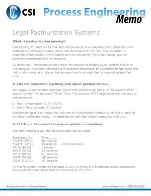 Legal Pasteurization Systems