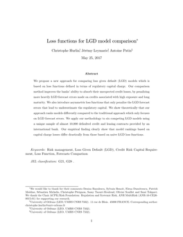 Loss Functions for LGD Presented by Leymarie