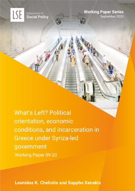 Political Orientation, Economic Conditions, and Incarceration in Greece Under Syriza-Led Government Working Paper 09-20