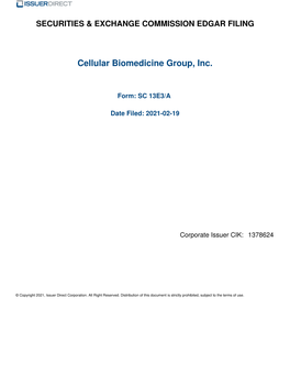 Cellular Biomedicine Group, Inc