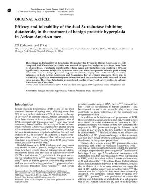 Efficacy and Tolerability of the Dual 5A-Reductase Inhibitor, Dutasteride, in the Treatment of Benign Prostatic Hyperplasia in African-American Men