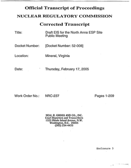 2005/02/17-Corrected Transcript for the North Anna Early Site Permit