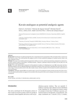 Kavain Analogues As Potential Analgesic Agents