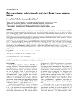Original Article Molecular Detection and Phylogenetic Analysis Of