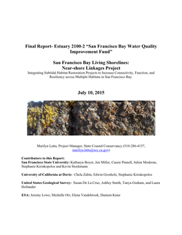 San Francisco Bay Living Shorelines: Near-Shore Linkages Project