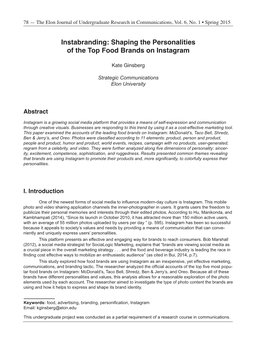 Shaping the Personalities of the Top Food Brands on Instagram