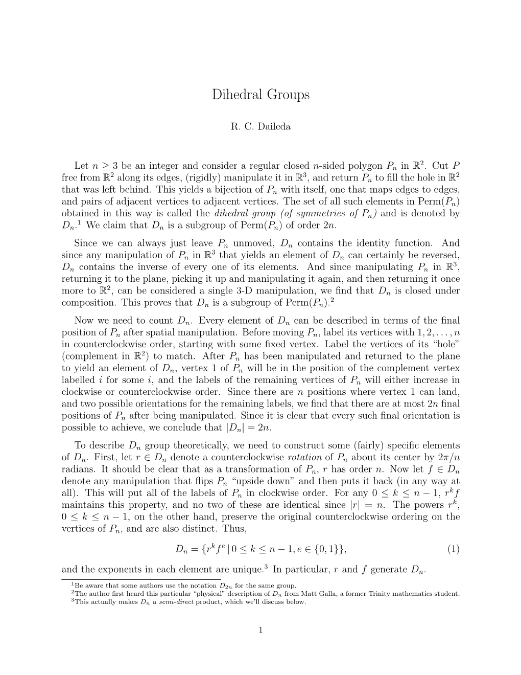 Dihedral Groups