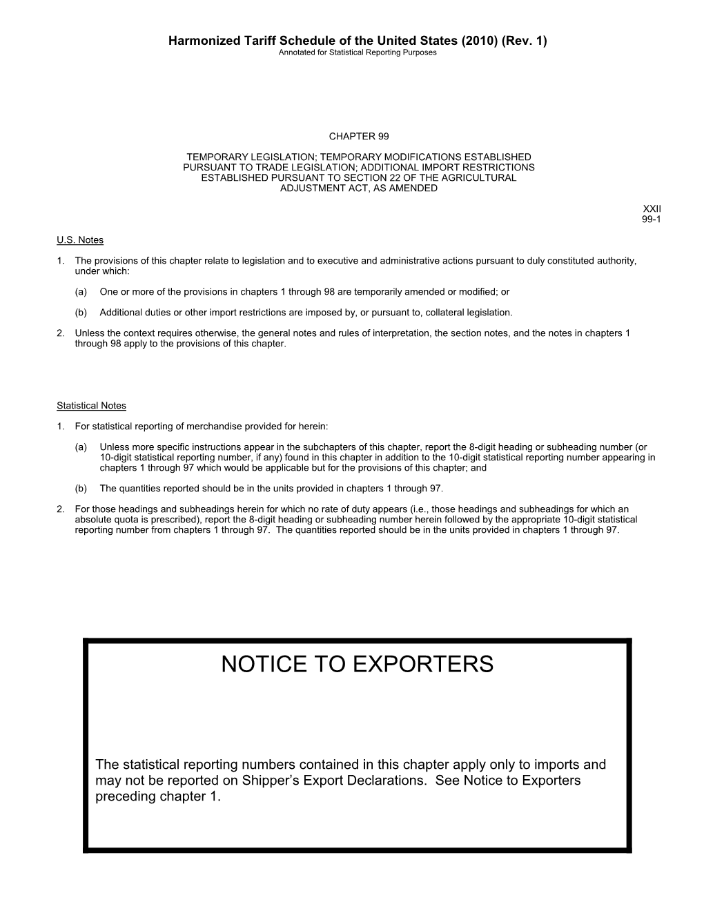 Notice to Exporters