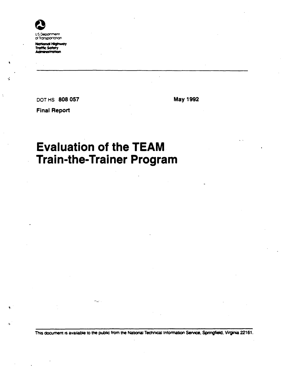 Evaluation of the TEAM Train-The-Trainer Program