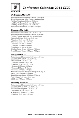 Conference Calendar: 2014 CCCC