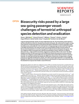 Biosecurity Risks Posed by a Large Sea-Going Passenger Vessel: Challenges of Terrestrial Arthropod Species Detection and Eradication Simon J