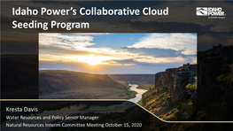 Idaho Power's Collaborative Cloud Seeding Program