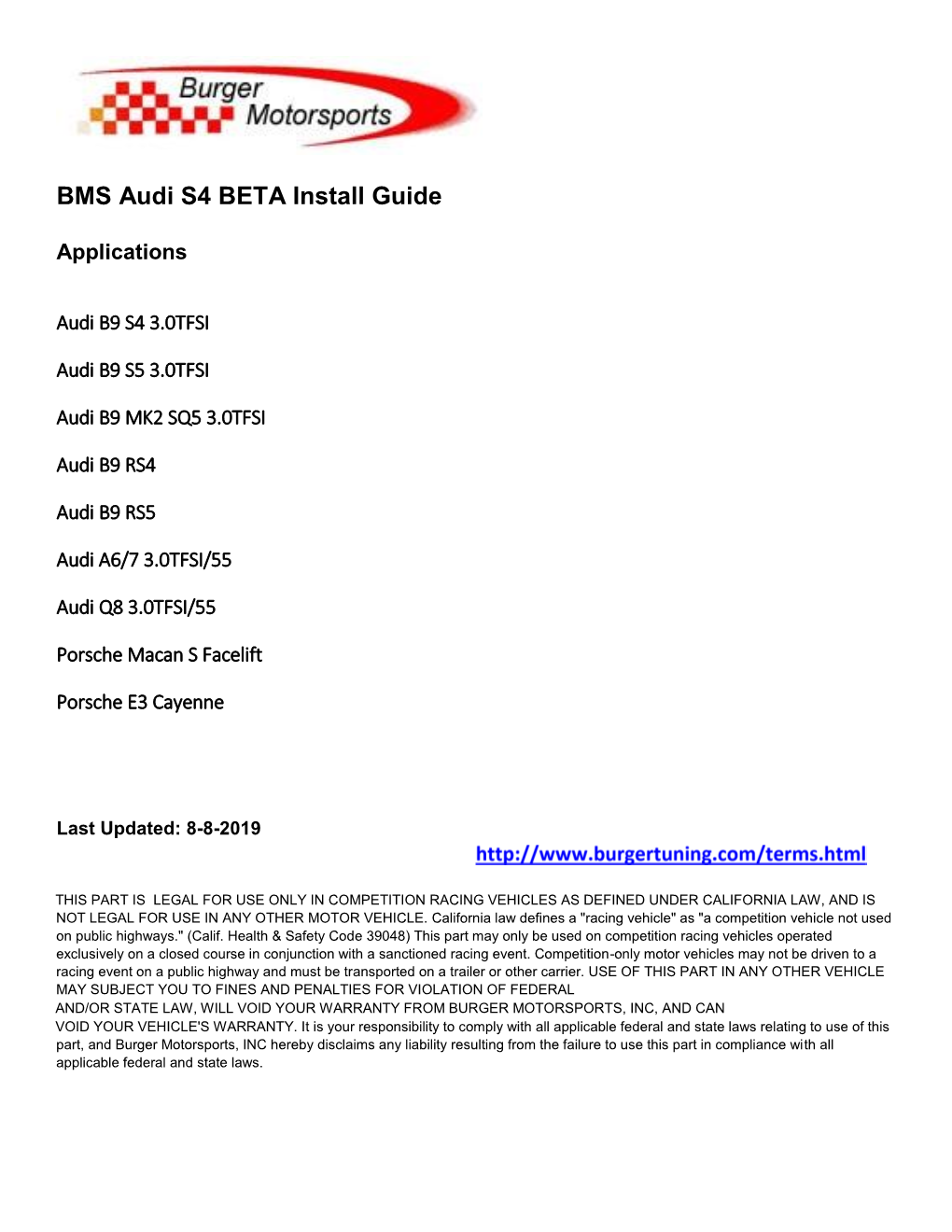 BMS Audi S4 BETA Install Guide