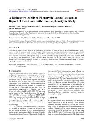 Acute Leukemia: Report of Two Cases with Immunophenotypic Study