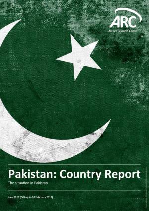 Pakistan: Country Report the Situa�On in Pakistan