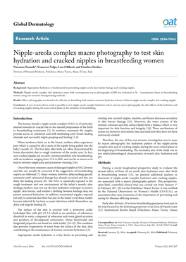 Nipple-Areola Complex Macro Photography to Test Skin Hydration and Cracked Nipples in Breastfeeding Women