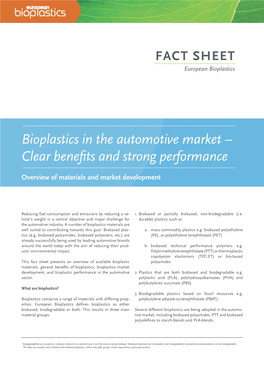 Bioplastics in the Automotive Market – Clear Benefits and Strong Performance