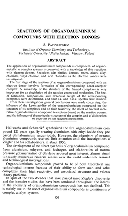 Reactions of Organoaluminium Compounds with Electron Donors