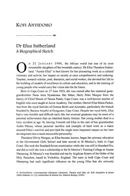 Dr Efua Sutherland a Biographical Sketch