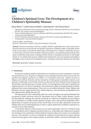 The Development of a Children's Spirituality Measure