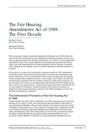 Fair Housing Amendments Act of 1988: the First Decade