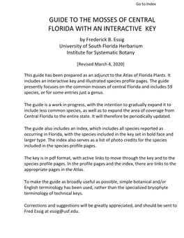 GUIDE to the MOSSES of CENTRAL FLORIDA with an INTERACTIVE KEY by Frederick B