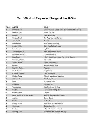 Top 100 Most Requested Songs of the 1960'S