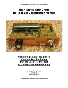 The 4 States QRP Group HF Test Set Construction Manual