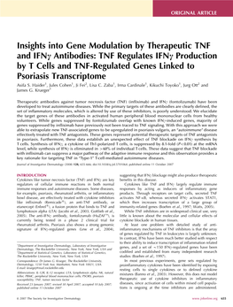 Insights Into Gene Modulation by Therapeutic TNF and Ifnc Antibodies