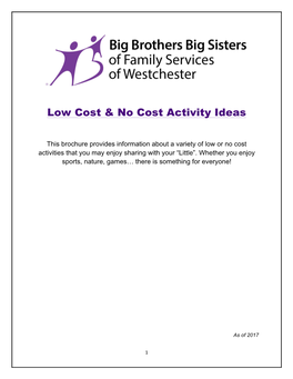 Low Cost & No Cost Activity Ideas