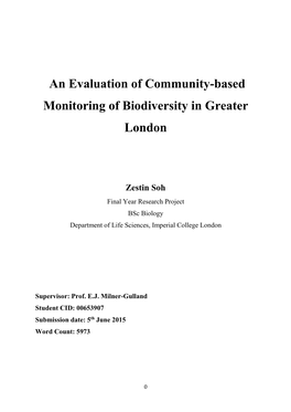 An Evaluation of Community-Based Monitoring of Biodiversity in Greater London