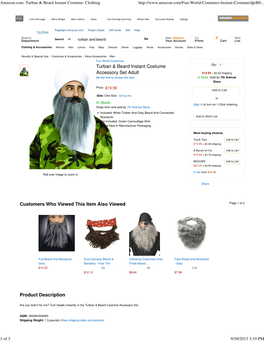 Amazon.Com: Turban & Beard Instant Costume: Clothing