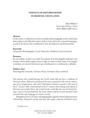 Vernacular Historiography in Medieval Czech Lands