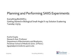 Planning and Performing SAXS Experiments