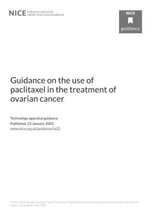 Guidance on the Use of Paclitaxel in the Treatment of Ovarian Cancer