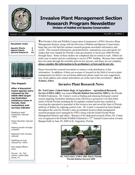 Invasive Plant Management Section Research Program Newsletter Division of Habitat and Species Conservation