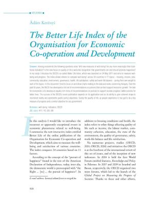 The Better Life Index of the Organisation for Economic Co-Operation and Development