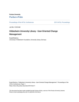 Hildesheim University Library - User-Oriented Change Management
