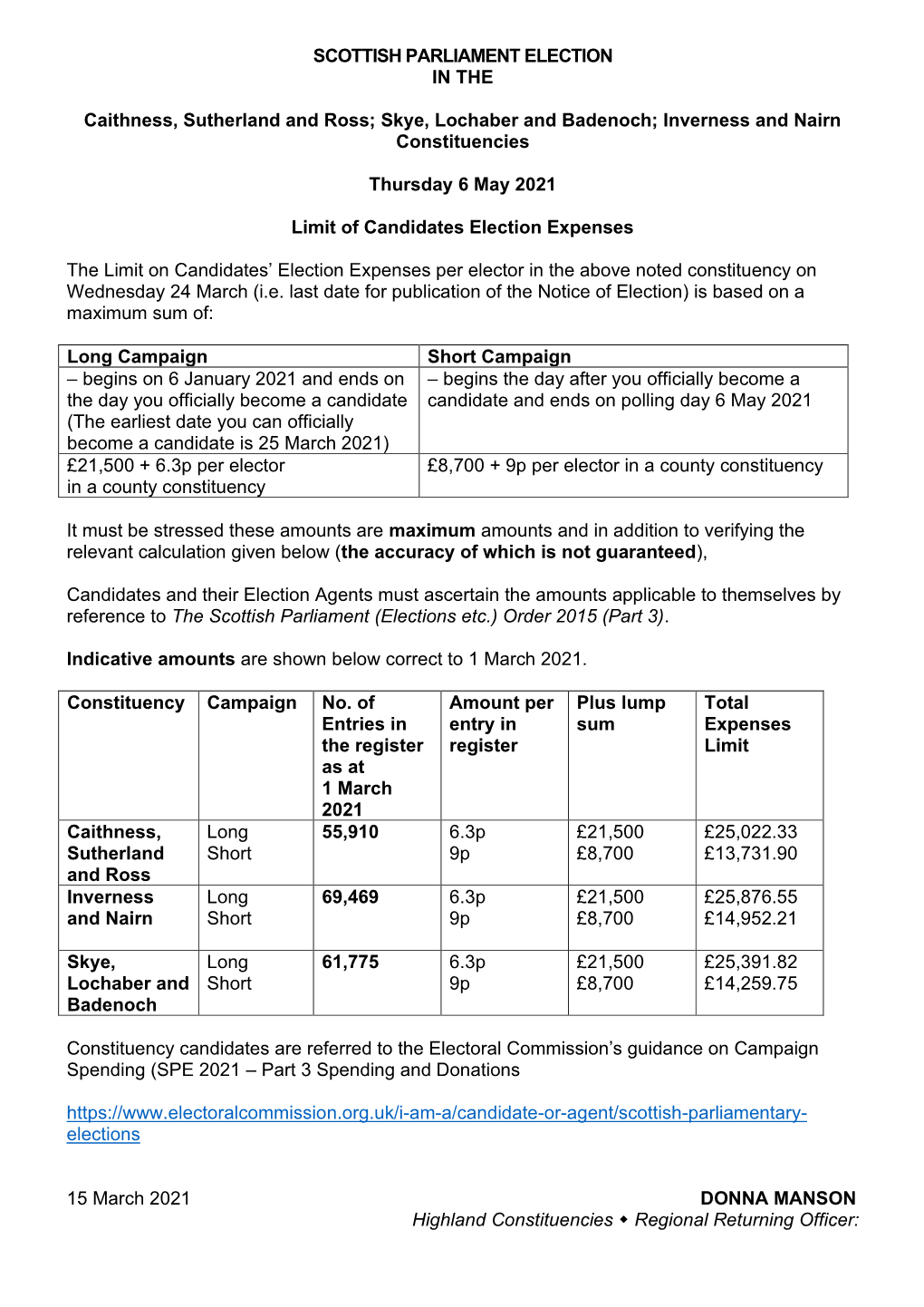 SCOTTISH PARLIAMENT ELECTION in the Caithness, Sutherland And