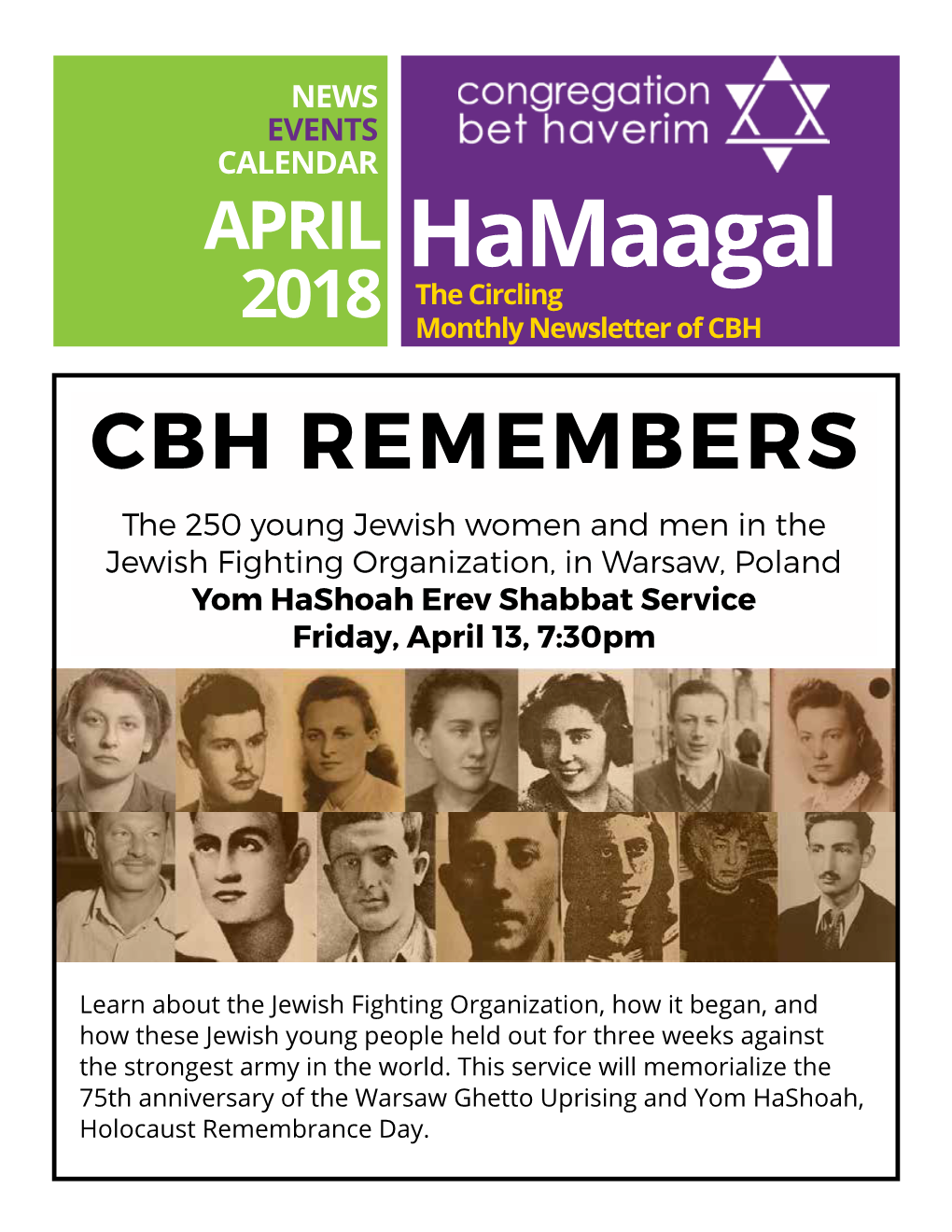 Hamaagal the Circling 2018 Monthly Newsletter of CBH